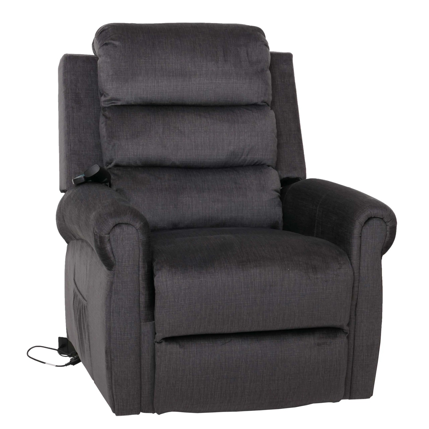 MCW Fernsehsessel K63 Aufstehhilfe Massage Heizfunktion Stoff 220g/m² Dunkelgrau