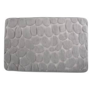 Graue MSV Badematte Kiesel, 50x80 cm, mit Kieselstein-Optik und weichem Memoryschaum.