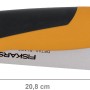Fiskars Klappsäge Pro, 15 cm, orange-schwarz, mit sicherem Klappmechanismus.