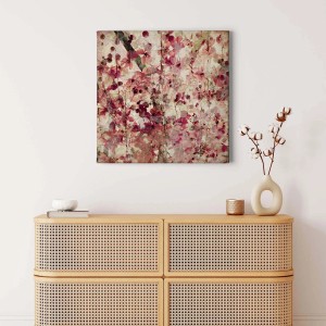 Vintage Blumen Bild in Altrosa. Leinwandbild mit Blüten im Kunststil als Wanddeko.