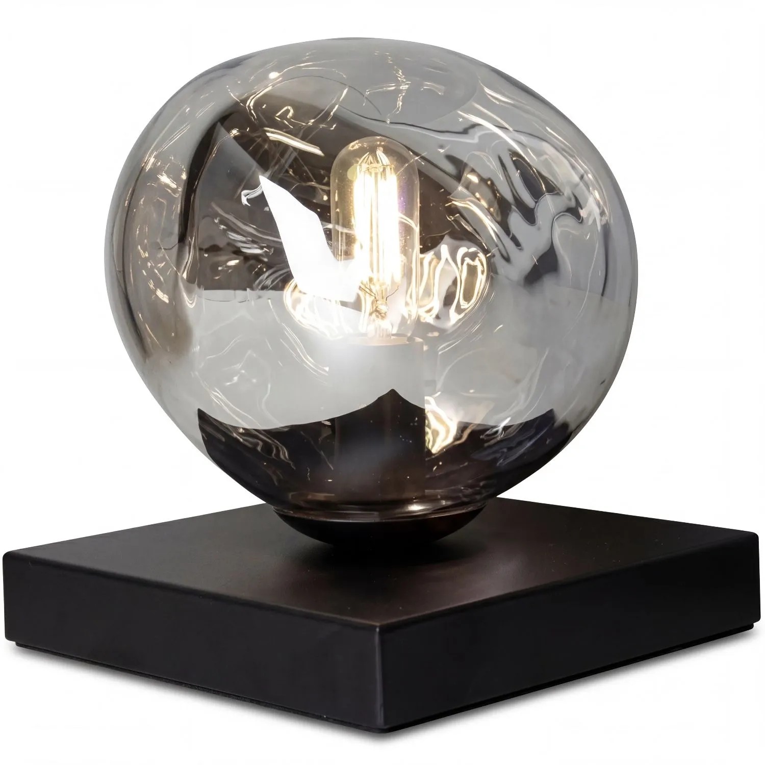 Licht-Erlebnisse Tischleuchte Spiegelglas 17,5 CM Hoch In Silber Schwarz E14 Modern