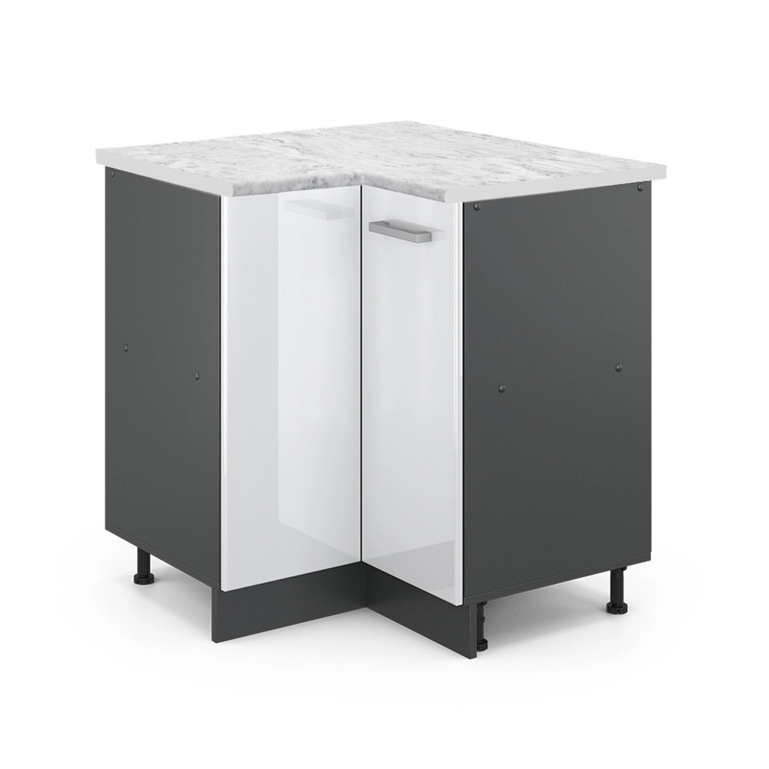 Vicco Eckunterschrank R-Line Küchen Eckschrank Weiß Hochglanz/Anthrazit AP günstig online kaufen