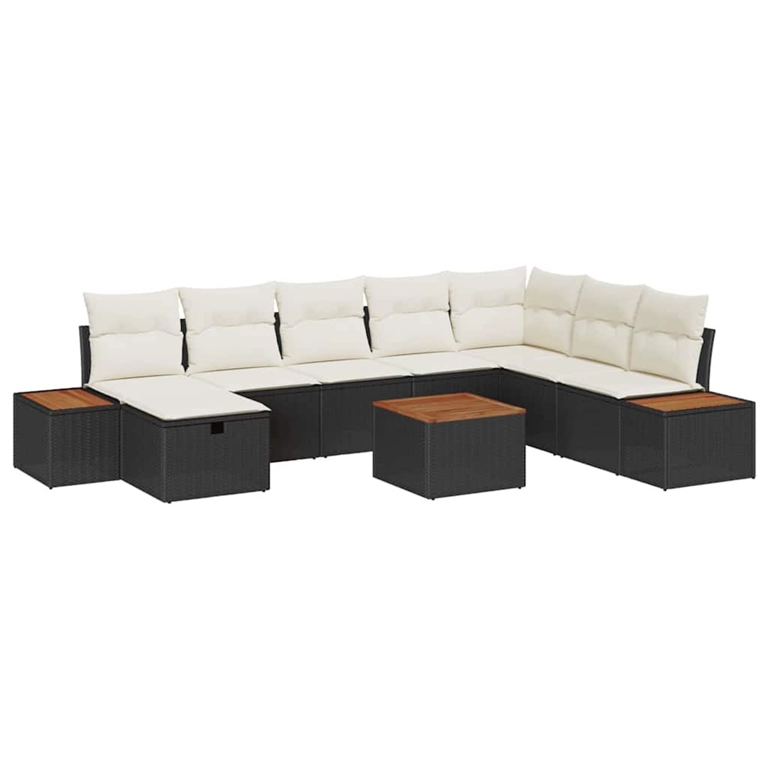 vidaXL 9-Teiliges Garten-Sofa Set mit Kissen in Schwarz aus Poly Rattan 335 günstig online kaufen