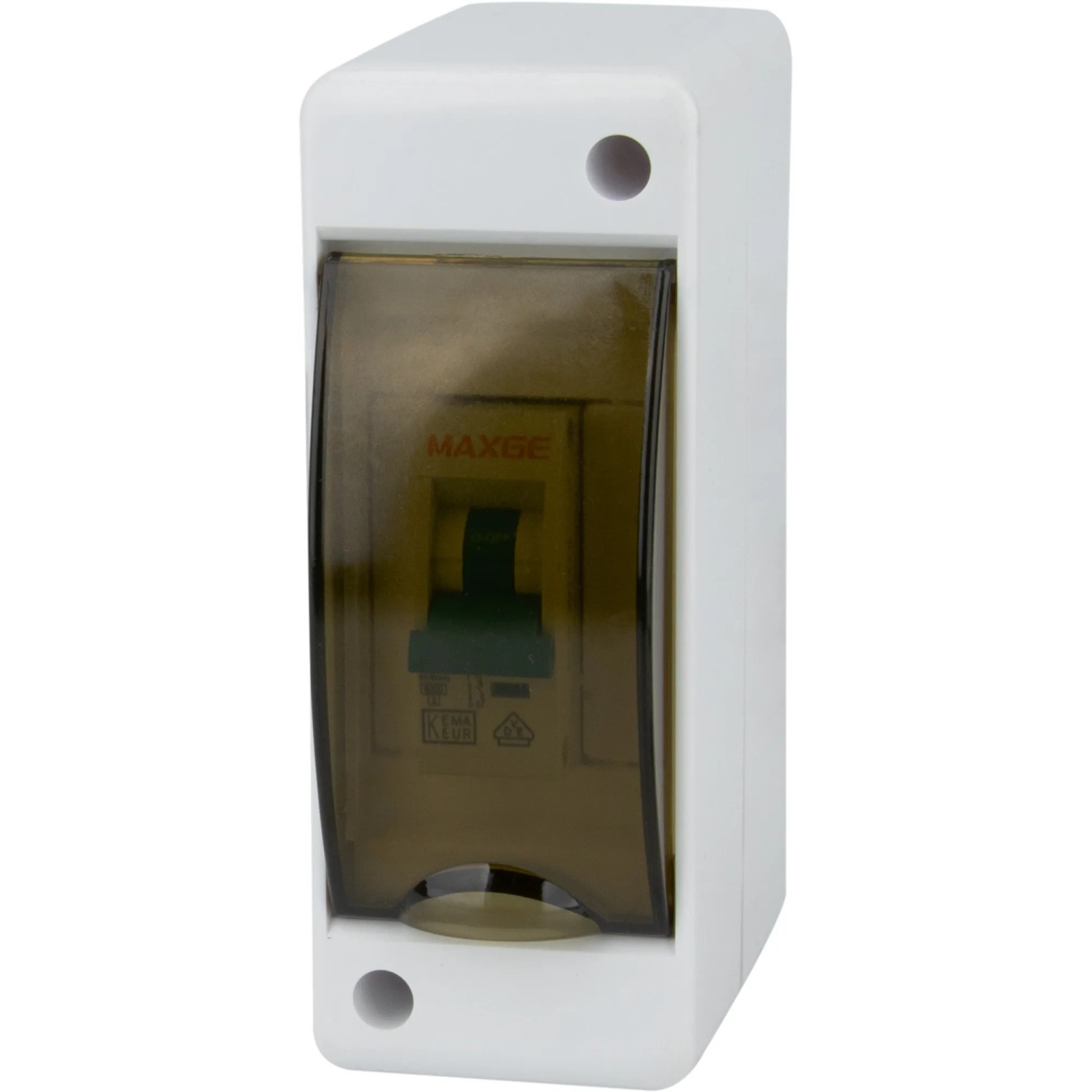 Aufputz Kleinverteiler mit Klarsicht-Tür für 2 Module, 14,1x5,3x8,3 cm.