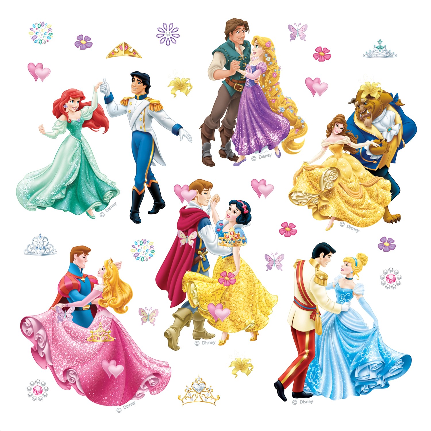 Disney Wandtattoo Prinzessinnen Rosa Gelb und Blau 30 x 30 cm 600213 günstig online kaufen