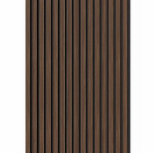 Denpanels Akustikpaneel Acu-Line Walnuss: Wandpaneel mit Holzfurnier und schwarzem Akustikfilz.