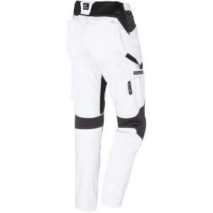 Kübler Pulse Action Bundhose in Weiß/Anthrazit, robuste Arbeitskleidung mit Taschensystem und Knieverstärkung.