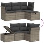 Graue 4-tlg. vidaXL Garten-Sofagarnitur aus Polyrattan mit Kissen. Modulares Design mit Stauraum.
