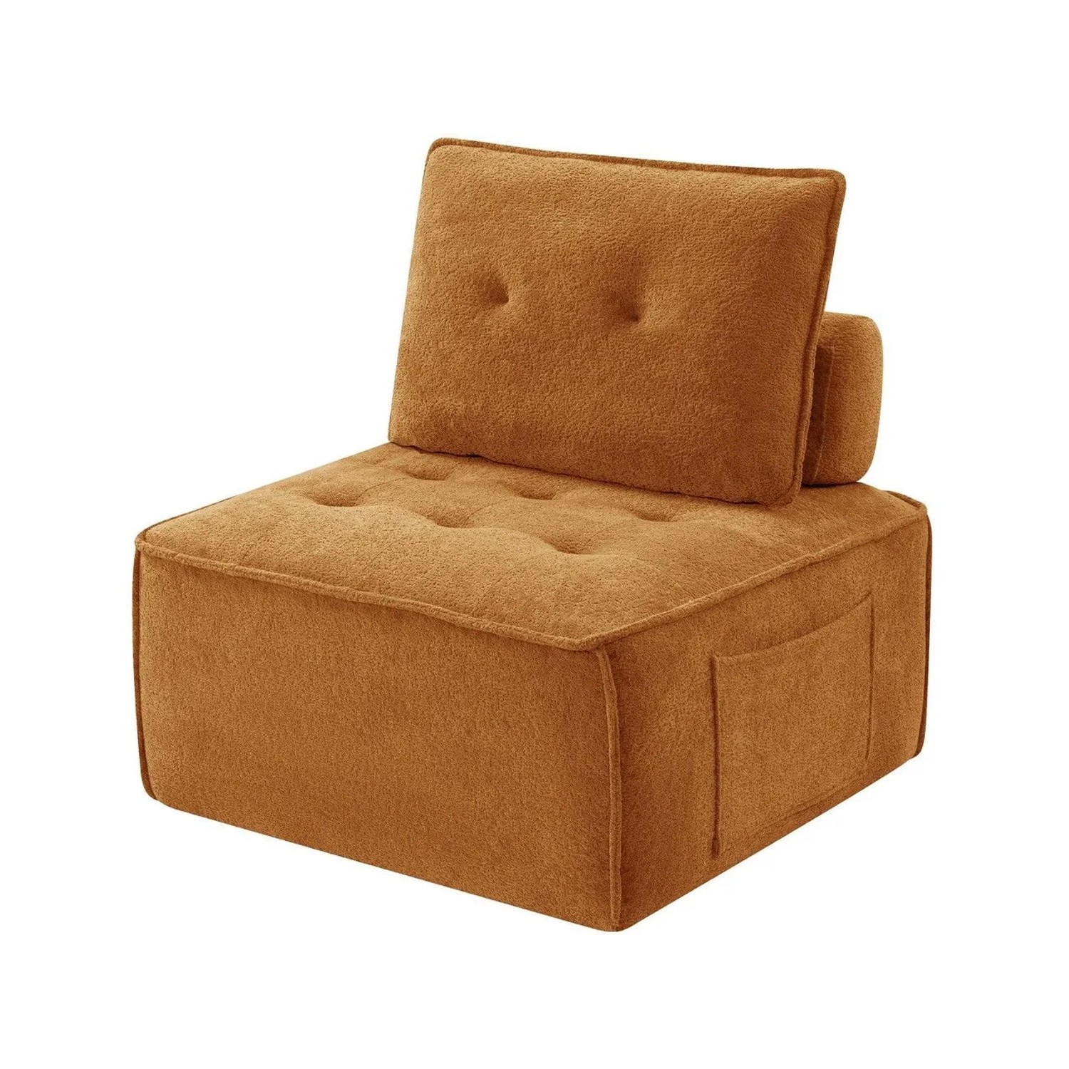 GLP Sofamodul Teddyfleece 84x84 cm Bodensofa ohne Montage Karamellbraun