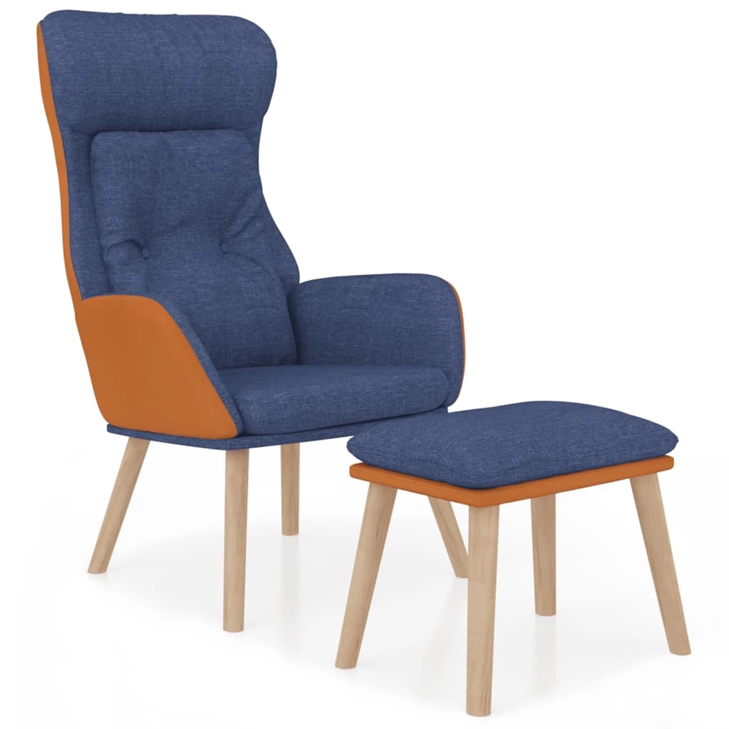 vidaXL Relaxsessel mit Hocker Blau Kunstleder & Stoff 3097765 günstig online kaufen