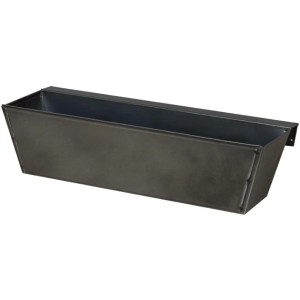 Schwarzer Blumenkasten aus Zink zum Einhängen in Paletten, 38x13x9,5 cm.