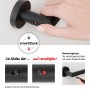 Novadoors Türgriff Nova Amico Smart2Lock links, Edelstahl, rosettenlos. Verriegelung per Knopfdruck.