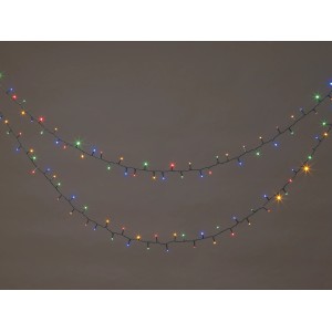 LED-Lichterkette, 24 m, warmweiß und mehrfarbig, für Innen- und Außenbereich.