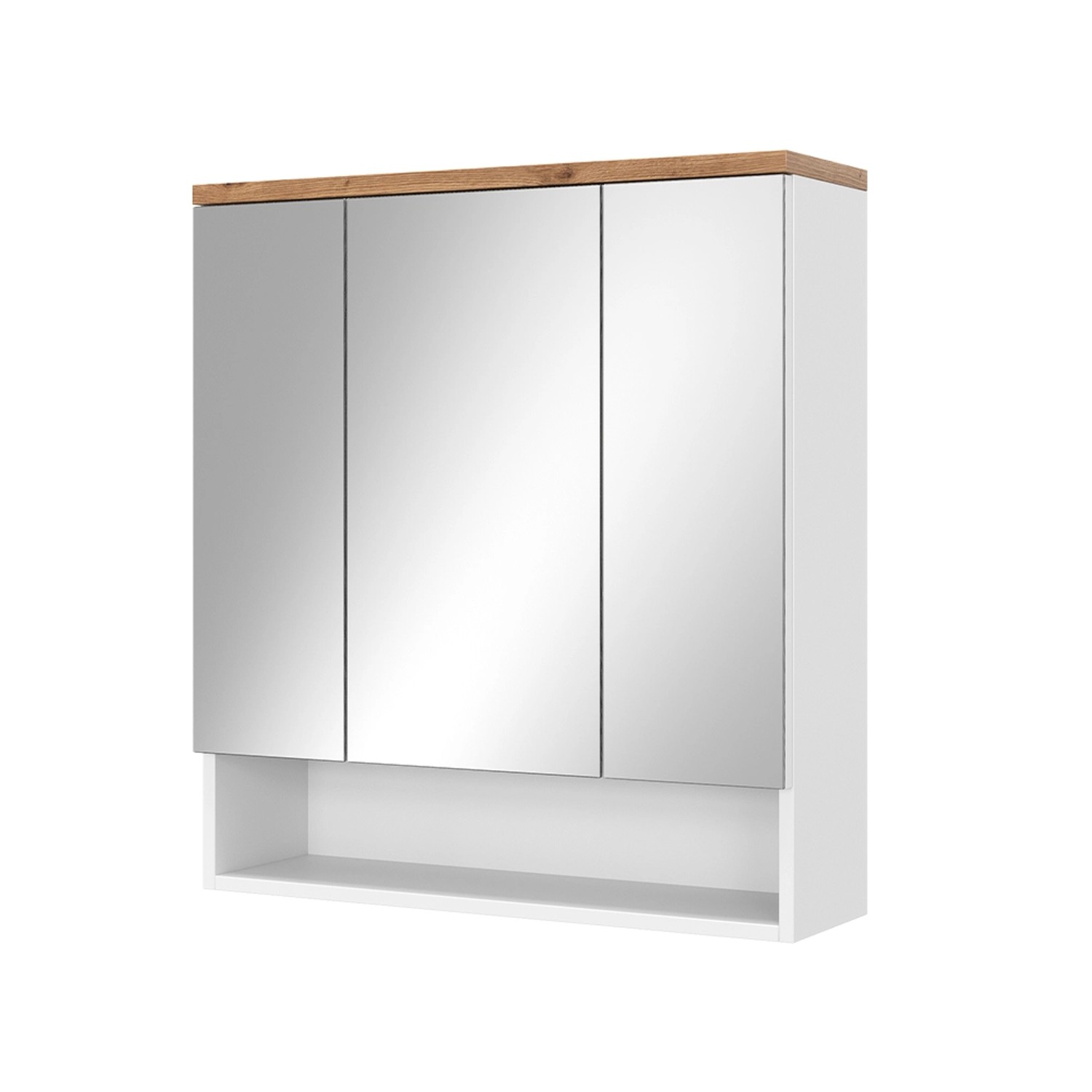 Vicco Badspiegelschrank Eden Weiß Hochglanz/Artisan-Eiche 70 x 78 cm mit 3 Türen