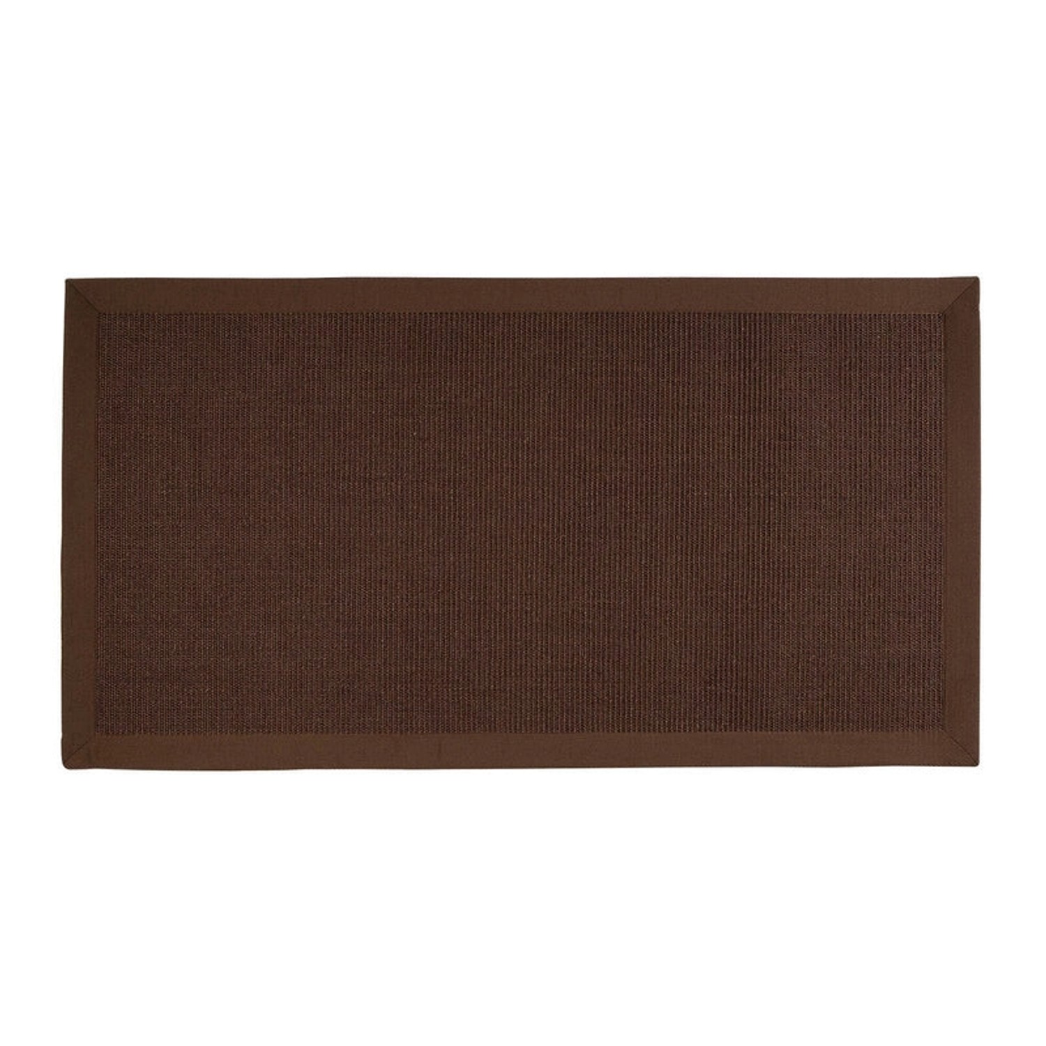 Dunkelbrauner KARAT Sisalteppich Amazonas mit breiter Bordüre, 70x130 cm.
