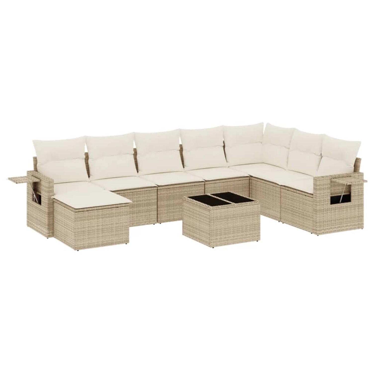 vidaXL 9-Tlg Garten-Sofagarnitur mit Kissen Beige Poly Rattan 3252905 günstig online kaufen