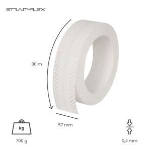 Weiße Strait-Flex Tuff Tape Pro Rolle (30m) für Trockenbau-Eckschutz.