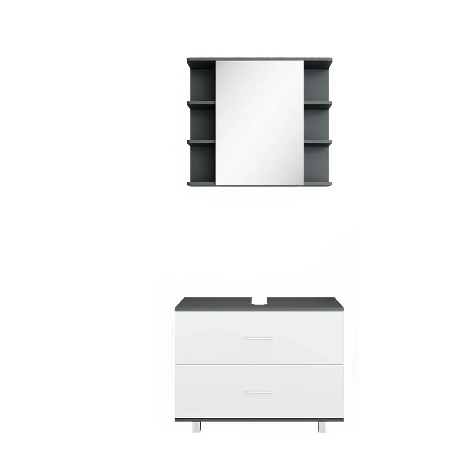 Vicco Badmöbel-Set Ilias Weiß/Anthrazit 80 x 61 2-teilig