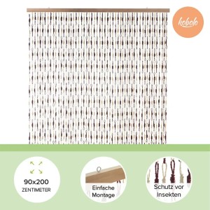 Kobolo Türvorhang aus Papier, beige-braun, 55 Stränge, 100x220 cm, als Insektenschutz und Deko.