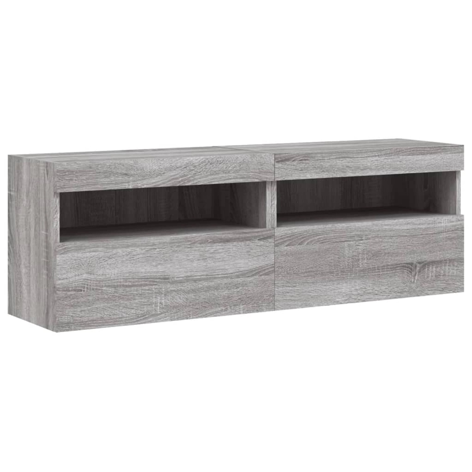 vidaXL TV-Wandschränke mit LED-Leuchten 2 Stk Grau Sonoma 60x30x40 cm 837194