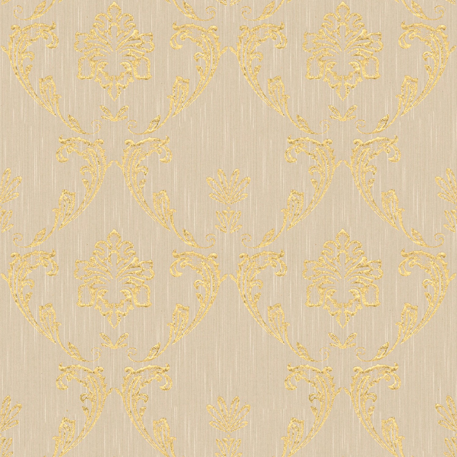 Bricoflor Ornament Tapete Beige Gold Barock Textiltapete mit Glitzer Metallic Effekt Textil Vliestapete Elegant Ideal fü