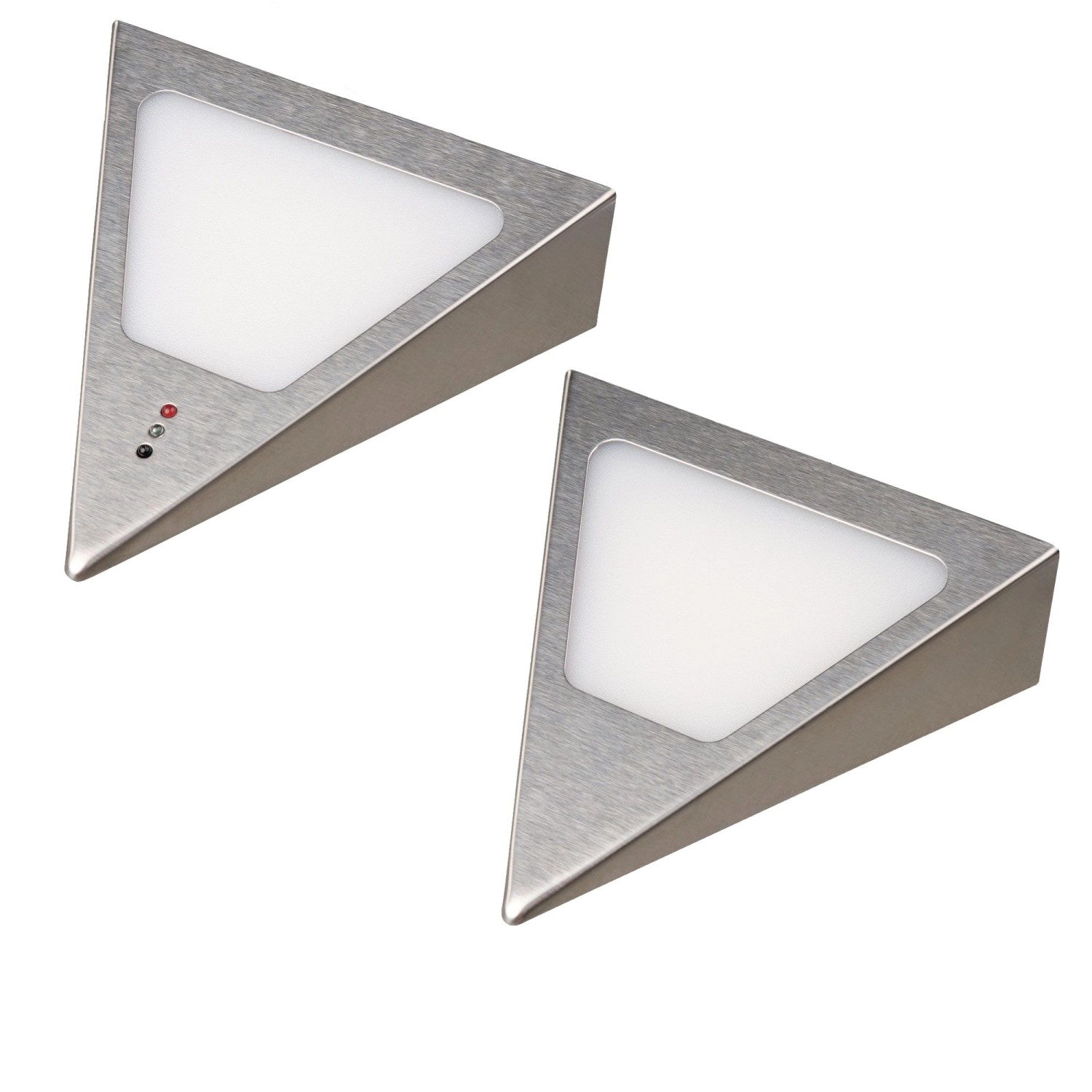 kalb Dreieck LED Unterbauleuchten Mit Sensor Dimmbar Warmweiß Edelstahl Gebürstet Anschlussfertiges 2er Set