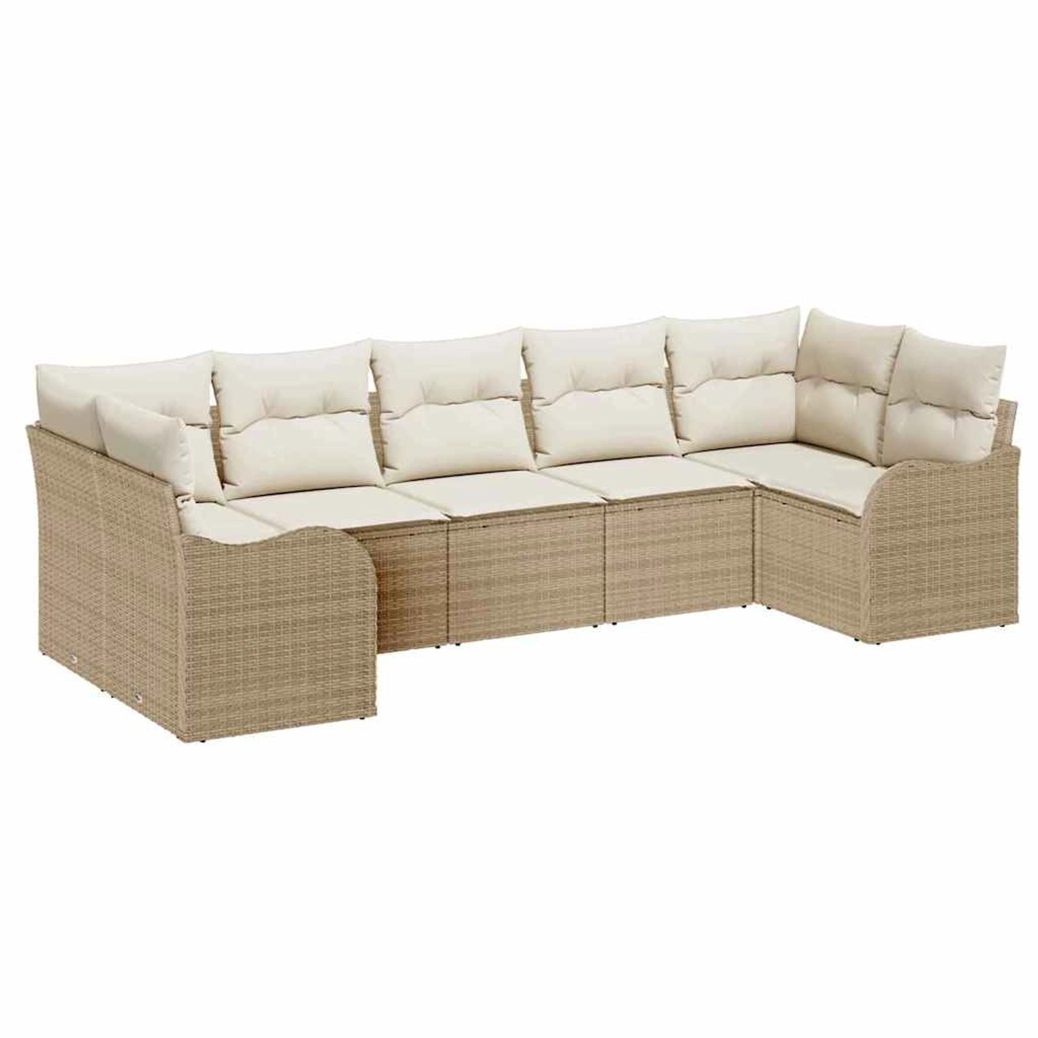 vidaXL Garten-Sofa-Set mit Kissen 7-Tlg Beige Weiß Poly Rattan 3354520 günstig online kaufen