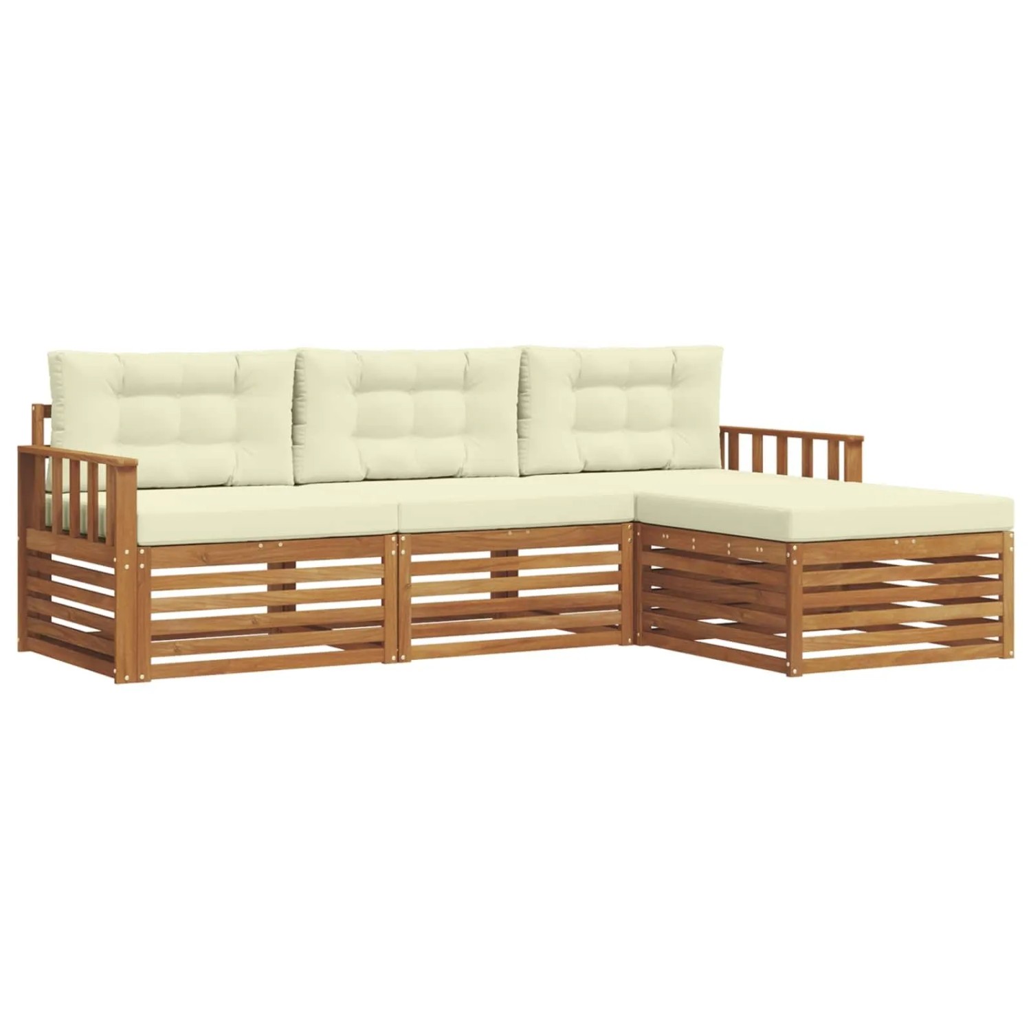 vidaXL Outdoor-Sofagarnitur mit Kissen 4-Tlg Natur und Creme 3373250