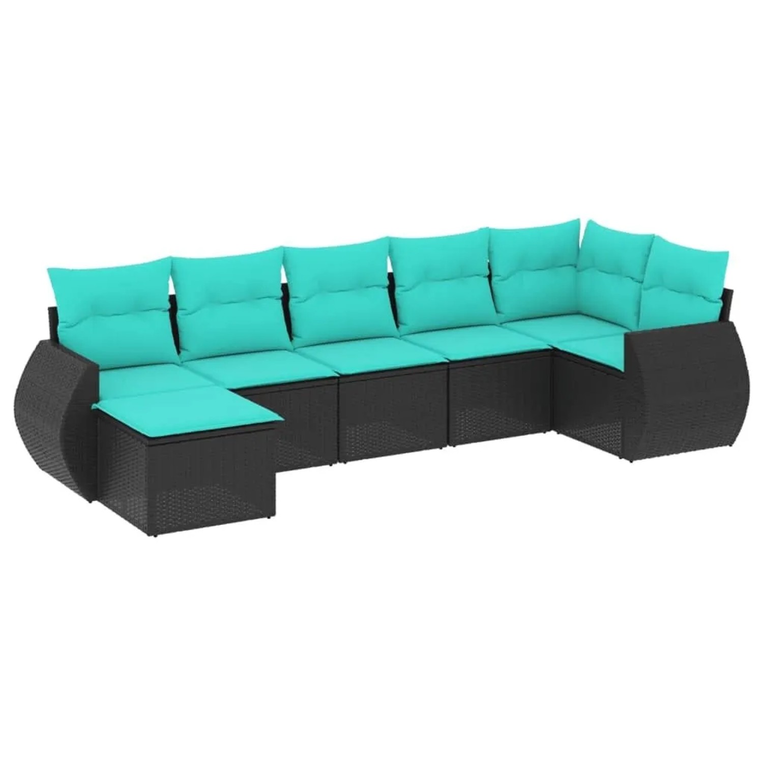 vidaXL 7-Tlg Gartensofa-Set mit Kissen Schwarzes Polyrattan 3221676 günstig online kaufen