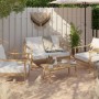 4-teiliges Lounge-Set Lakewood aus Akazienholz mit Bank, Sesseln und Tisch für Garten oder Terrasse.