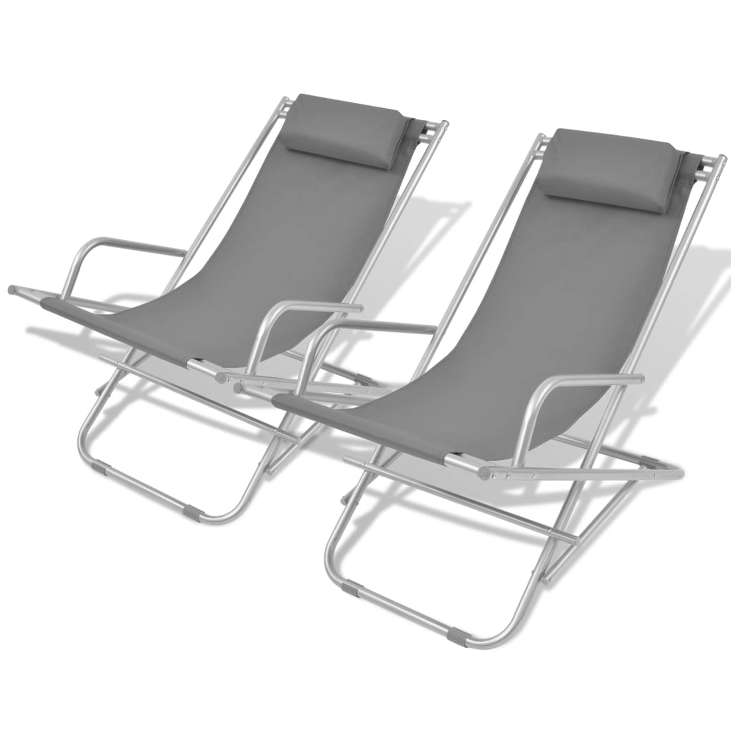 vidaXL Liegestühle 2 Stk Stahl Grau 42938