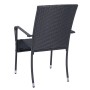 Schwarzer Polyrattan Gartenstuhl Yoro (2er Set) mit Armlehnen, stapelbar, Rückansicht.
