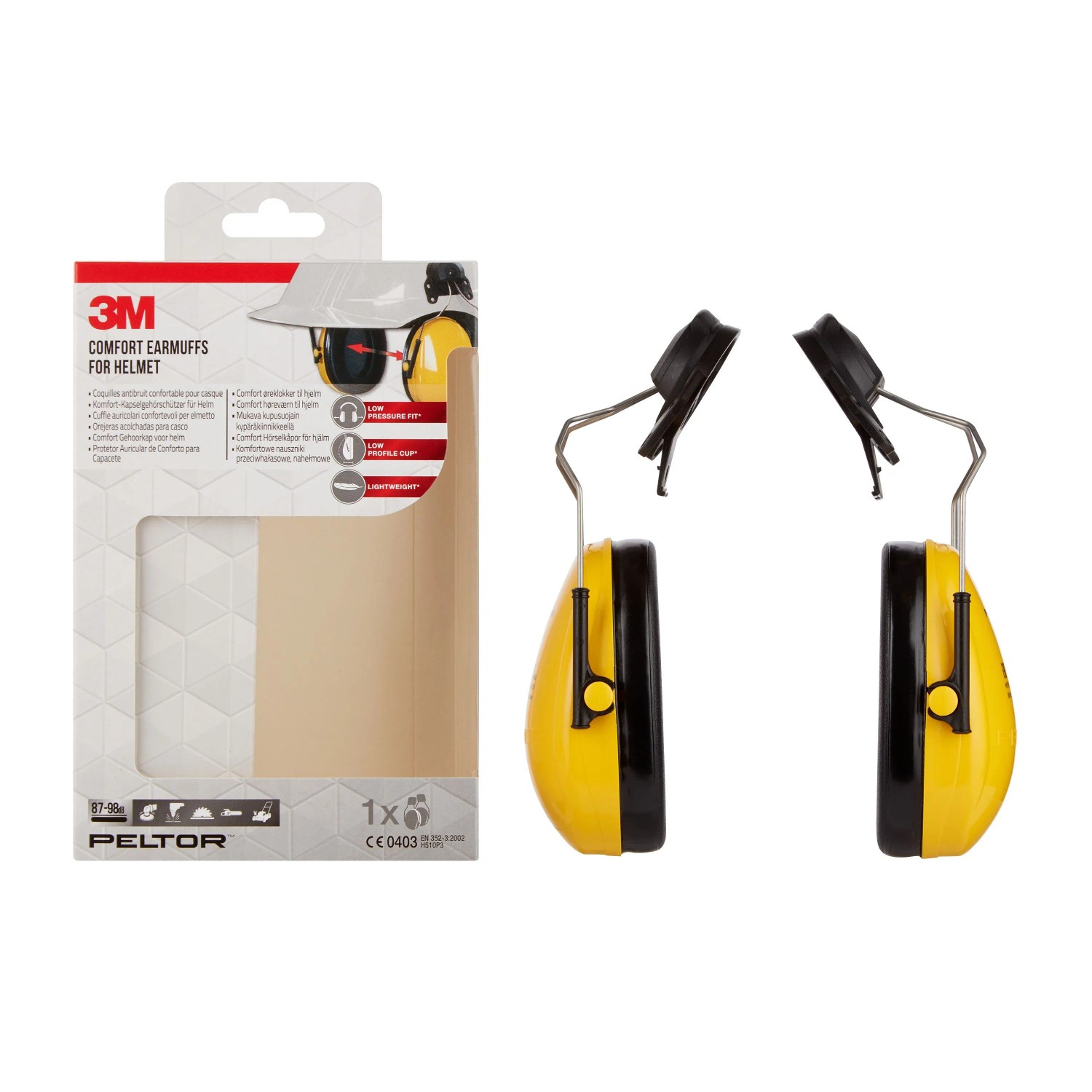 3M Kapselgehörschutz Peltor Optime Komfort für Schutzhelm SNR-Wert 26 dB Gelb
