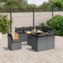 vidaXL 9-tlg. Garten-Sofagarnitur mit schwarzen Polyrattan-Möbeln und Kissen.