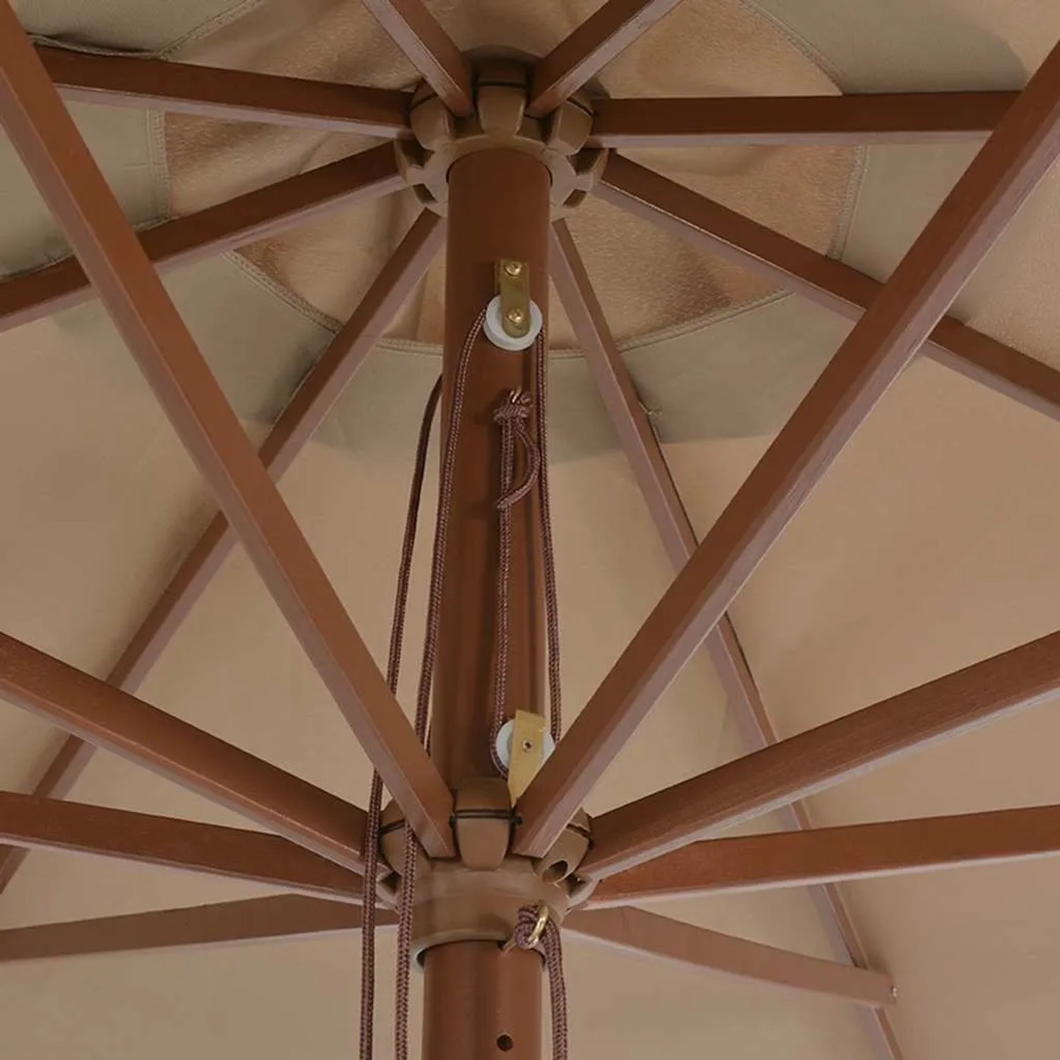 vidaXL Sonnenschirm mit Holzmast 350 cm Taupe 44530_5