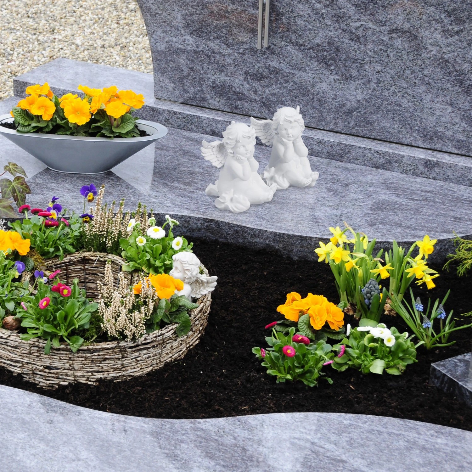 Relaxdays Grabengel 2er Set Polyresin Weiß Wetterfest 10 cm x 7 cm x 9 cm 120 g_5