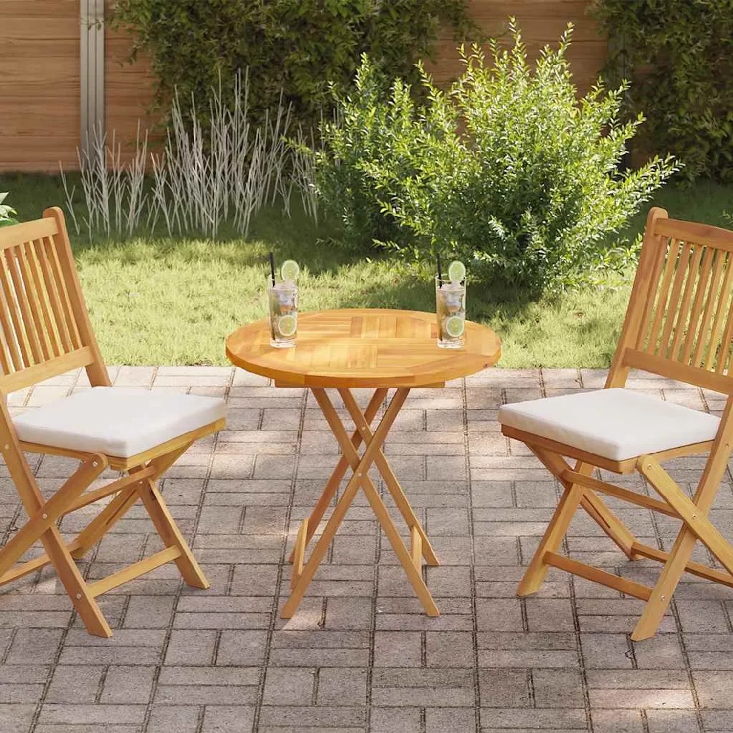 vidaXL Tischplatte Massivholz Teak Rund 2,5 cm 70 cm 48985_2