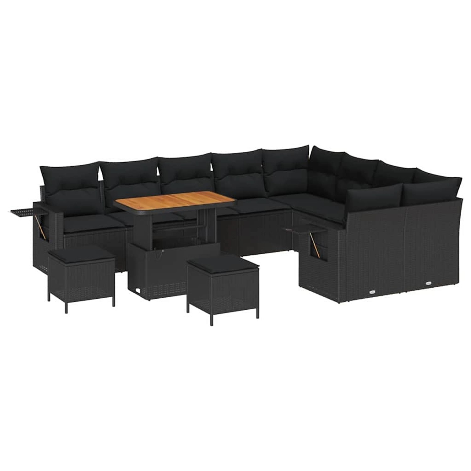 vidaXL Garten-Sofa-Set 12-Tlg Schwarz Poly Rattan 3361784 günstig online kaufen