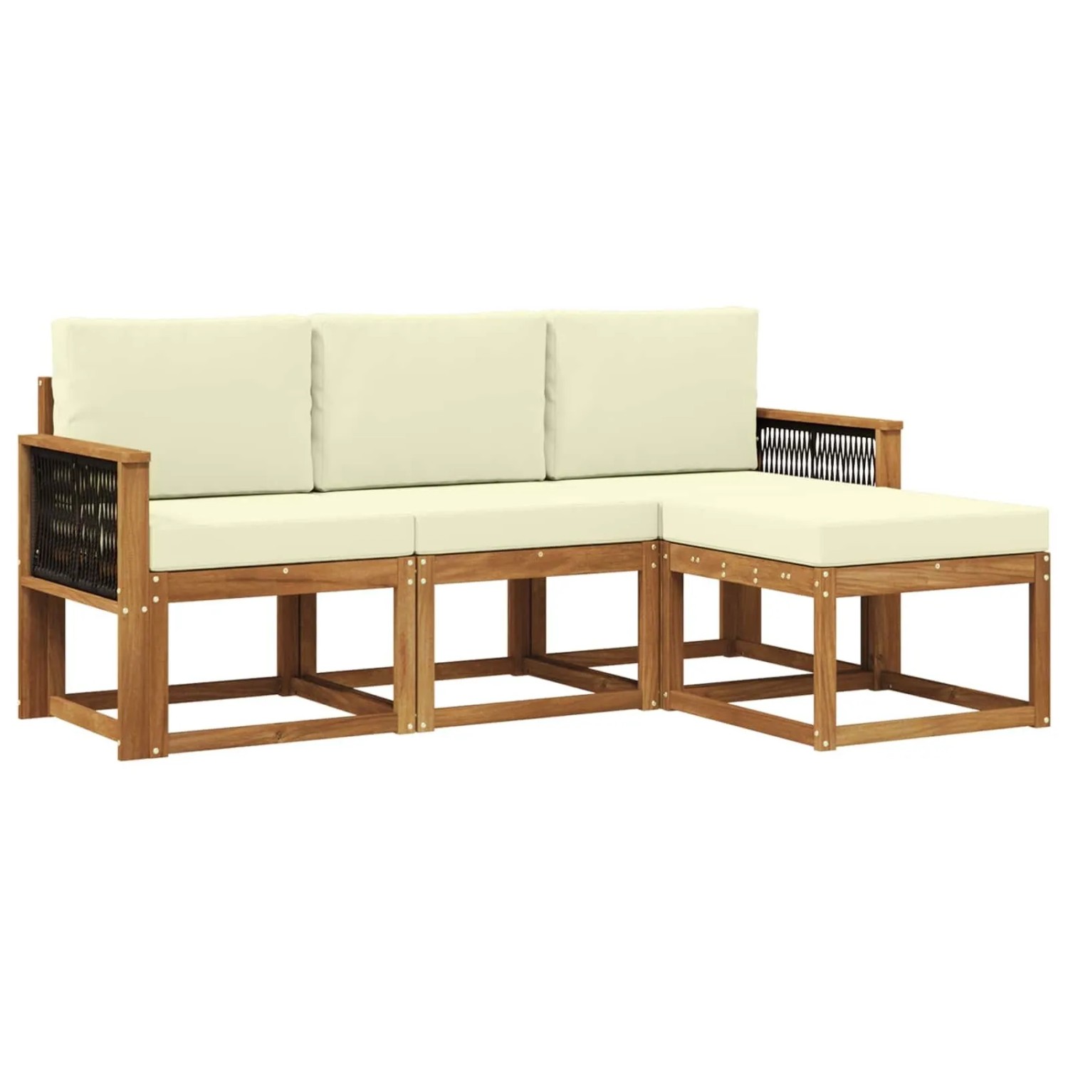 vidaXL Outdoor-Sofagarnitur mit Kissen 4 Stk Natur und Creme 3385111