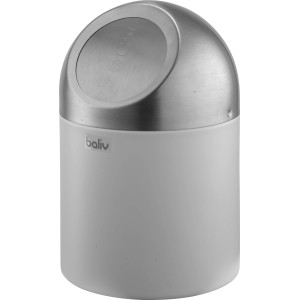 Weißer baliv Kosmetikeimer 1,25 l mit Schwingdeckel aus Edelstahl.