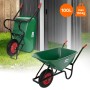 Grüne ECD Germany Gartenschubkarre mit 100L PP-Mulde und Luftrad, max. 150kg Tragkraft.