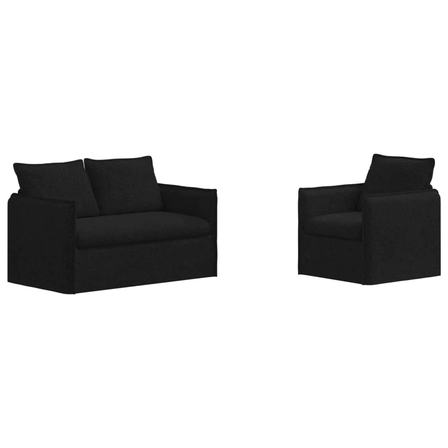 vidaXL Sofa 2-Tlg Schwarz 196 x 82 x 85 cm Stoff 3407525