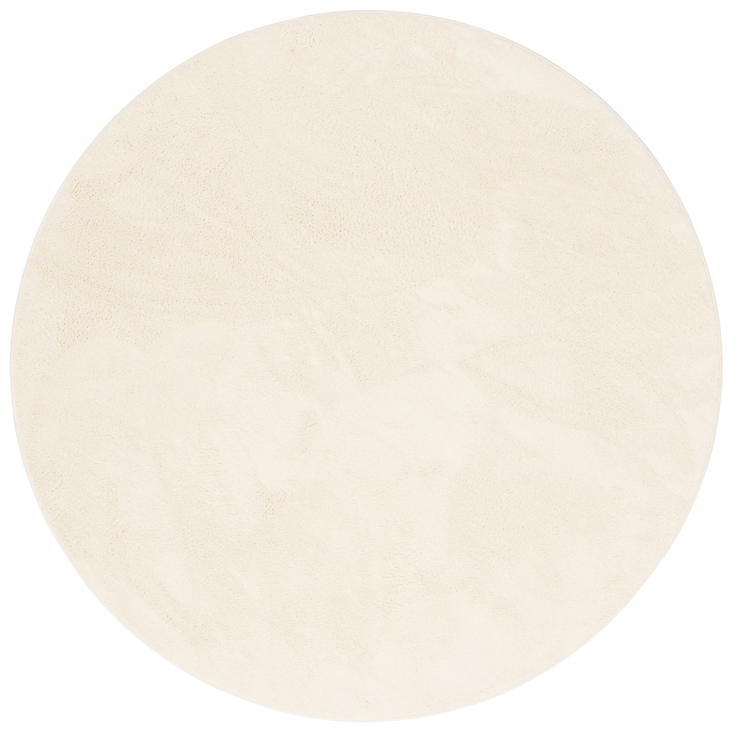 Runder, creme-farbener Hochflor Teppich Melia Super Soft von Pergamon, 160x160cm.