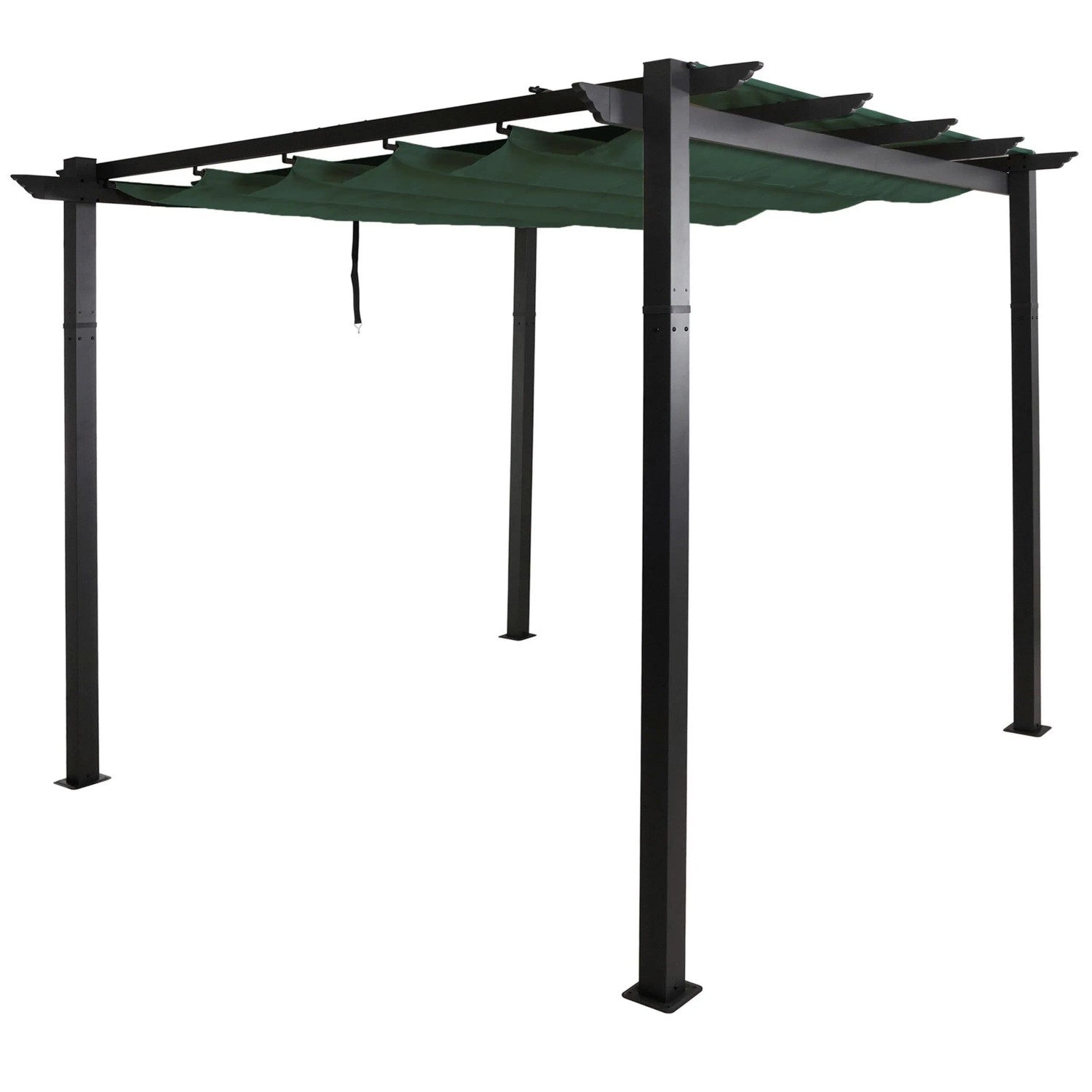 BERLINLODGE Aluminium Pergola Stabiles 8cm-Gestell Schiebedach UV50 Und BxT 3x3m Grün Gartenpavillon Pavillon Garten