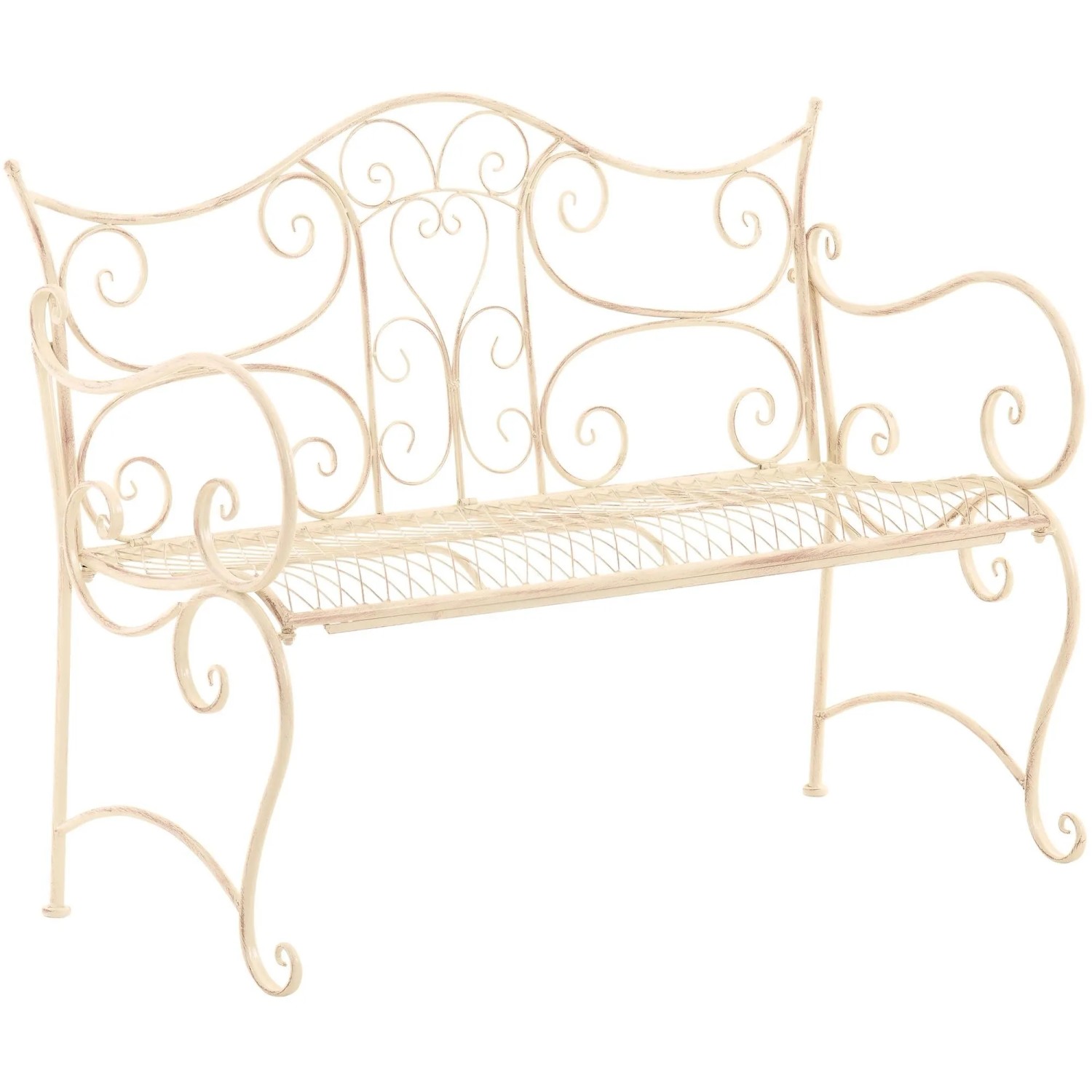 DELUKE Gartenbank TODOR Metall Beige 113x47x89cm Metallbank Garten 2 Seitzer Bank Terrasse Vintage Antik Gartenbank