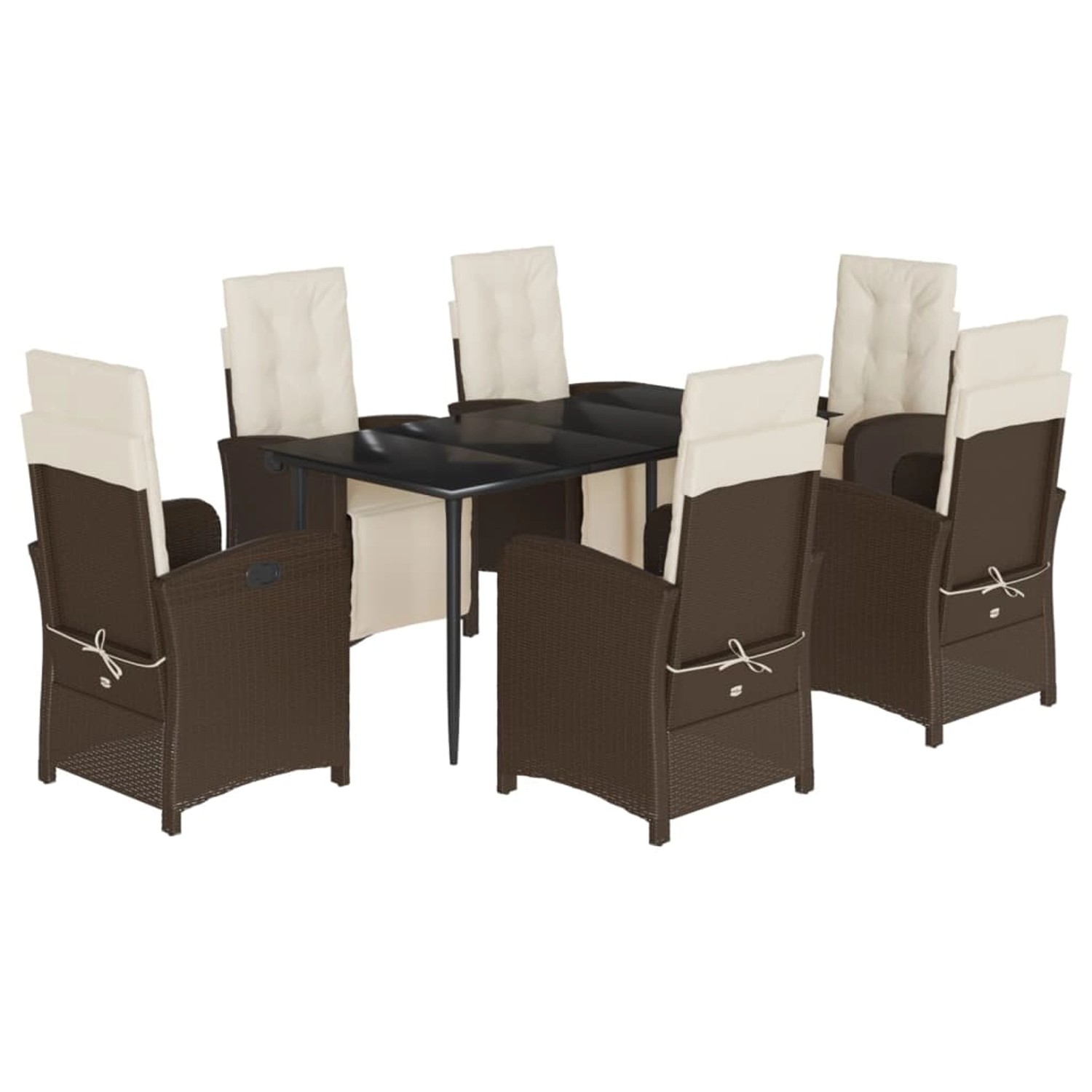 vidaXL 7-Tlg Garten-Essgruppe mit Kissen Braun Poly Rattan 3212546 günstig online kaufen