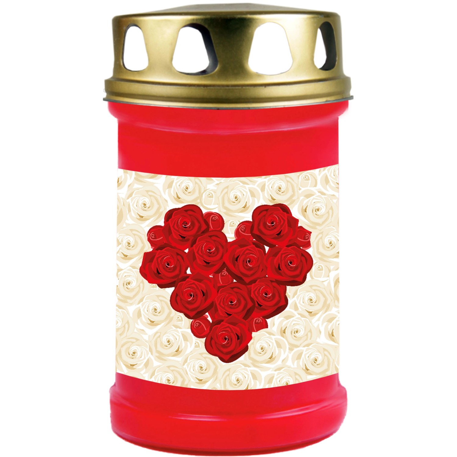 HS Candle Grabkerze Rot 48h Deckel Gold Rose Herz günstig online kaufen