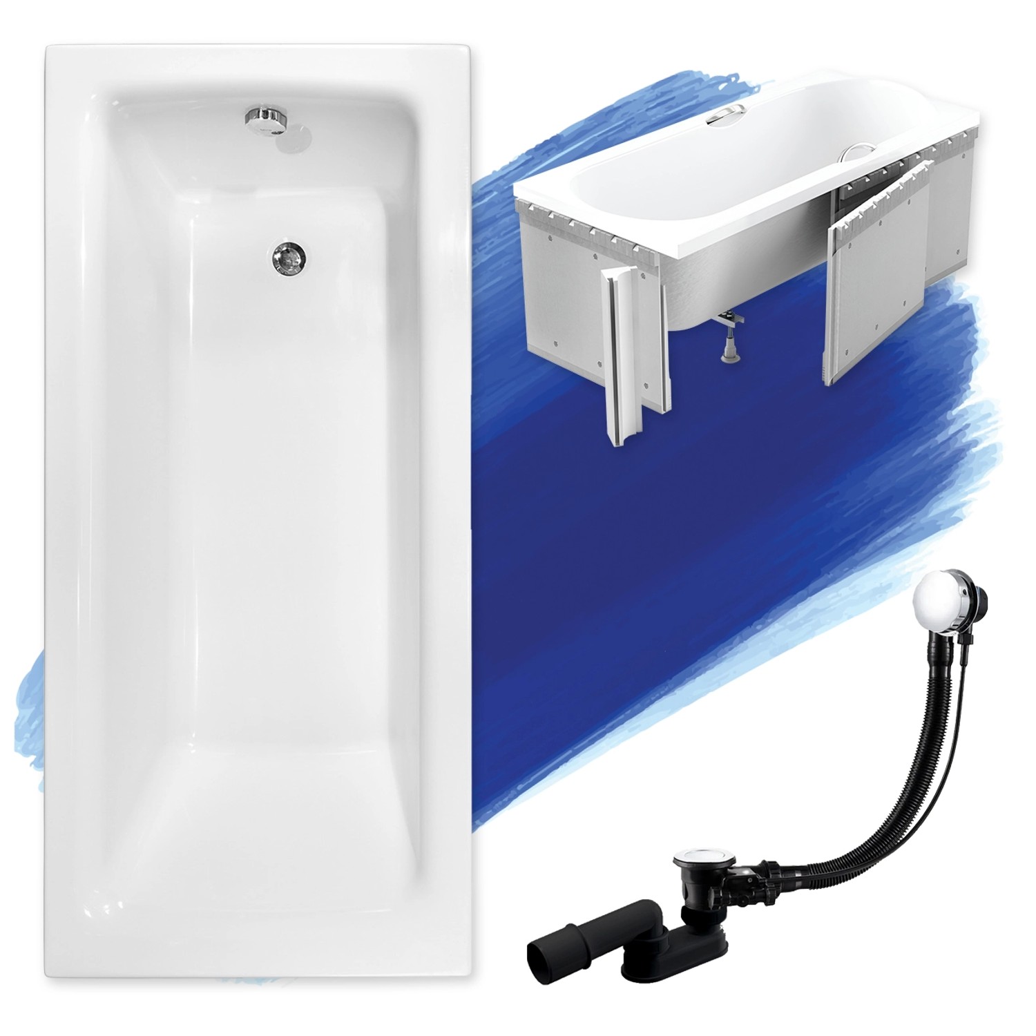 Bad Land Badewanne Rechteck TALIA 160x75 + Styroporverkleidung + Bambus Bad günstig online kaufen
