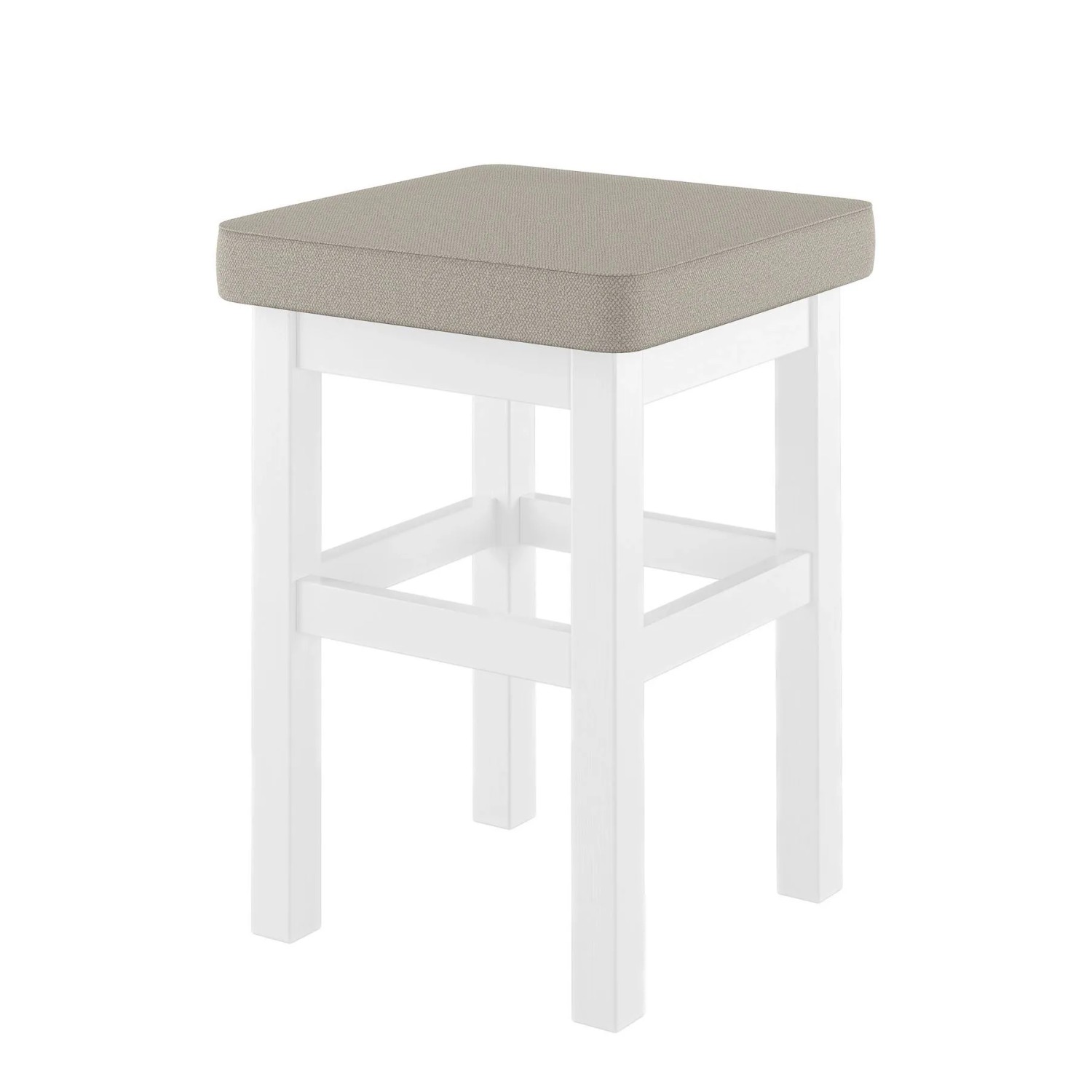 Erst-Holz Holzhocker mit Verschiedenen Polsterfarben Sitz in Weiß Taupe