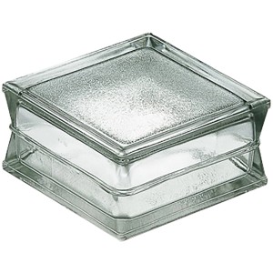 Gehämmerter Betonglasstein, 19x19x10 cm, geeignet für den Einbau im Boden.